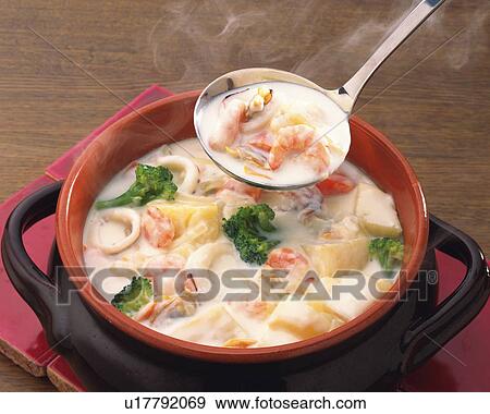 Cream Stew, High Angle View View Large Photo Image Stock Photo - Cream Stew, High Angle View. Fotosearch