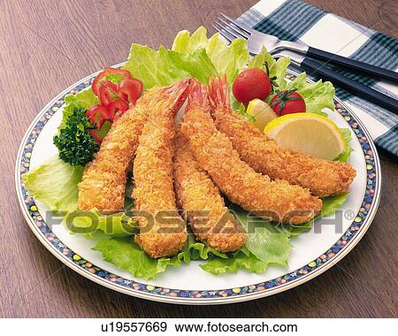 Fried Prawns, High Angle View View Large Photo Image Stock Photo - Fried Prawns, High Angle View. Fotosearch