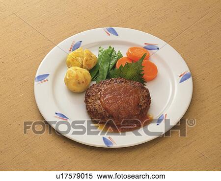 Hamburg Steak, High Angle View View Large Photo Image Stock Photography - Hamburg Steak, High Angle View. Fotosearch