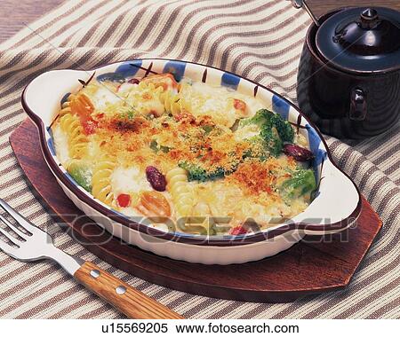 Stock Photography - Macaroni Au Gratin, High Angle View. Fotosearch