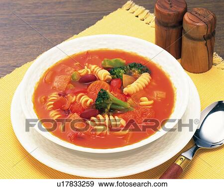 Minestrone Soup, High Angle View View Large Photo Image Stock Photo - Minestrone Soup, High Angle View. Fotosearch