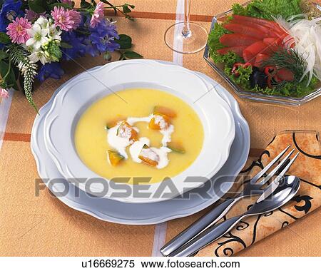 Pumpkin Soup, High Angle View View Large Photo Image Stock Photography - Pumpkin Soup, High Angle View. Fotosearch