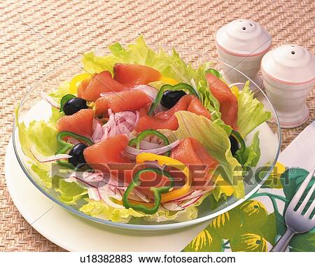 Salmon Salad, High Angle View View Large Photo Image Stock Image - Salmon Salad, High Angle View. Fotosearch