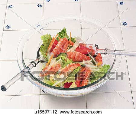 Stock Image - Seafood Salad, High Angle View. Fotosearch