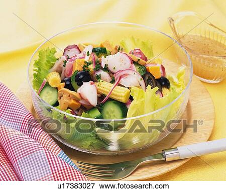 Stock Photo - Seafood Salad, High Angle View. Fotosearch