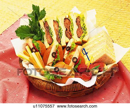 Stock Photo - Various Kind of Sandwich, Lunch, High Angle View. Fotosearch