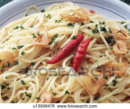 Aglio E Olio Pepperoncino, Close Up View Large Photo Image Stock Photo - Aglio E Olio Pepperoncino, Close Up. Fotosearch