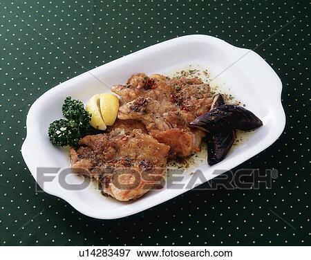 Chicken Saute, High Angle View View Large Photo Image Stock Photo - Chicken Saute, High Angle View. Fotosearch