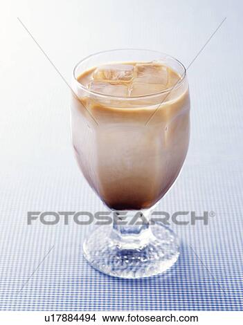 Ice Cafe Au Lait, High Angle View View Large Photo Image Picture - Ice Cafe Au Lait, High Angle View. Fotosearch
