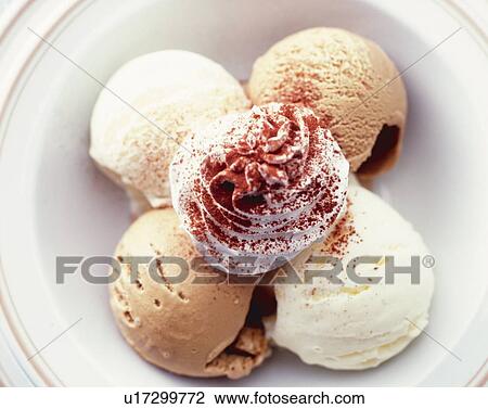 Stock Image - Ice Cream, High Angle View. Fotosearch