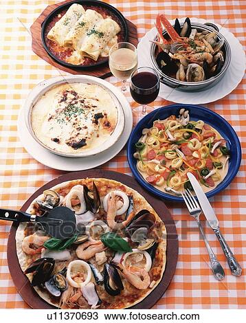 Italian Food, High Angle View View Large Photo Image Stock Image - Italian Food, High Angle View. Fotosearch