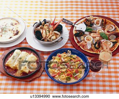 Italian Food, High Angle View View Large Photo Image Stock Image - Italian Food, High Angle View. Fotosearch