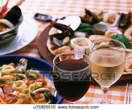 Stock Image - Italian Food, High Angle View. Fotosearch