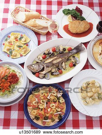Italian Food, High Angle View View Large Photo Image Stock Photo - Italian Food, High Angle View. Fotosearch