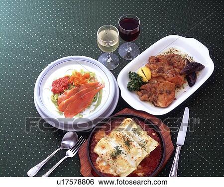 Italian Food, High Angle View View Large Photo Image Stock Photograph - Italian Food, High Angle View. Fotosearch