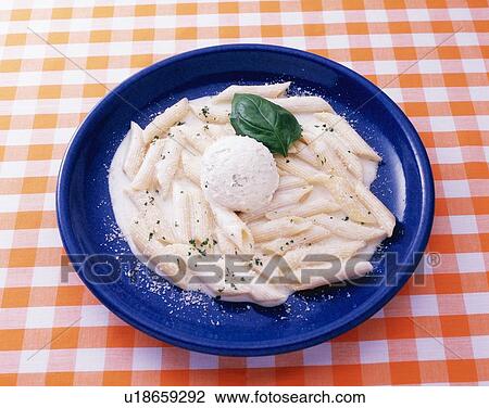 Penne Carbonara, High Angle View View Large Photo Image Stock Image - Penne Carbonara, High Angle View. Fotosearch