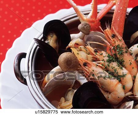Stock Photography - Seafood Dish, High Angle View. Fotosearch