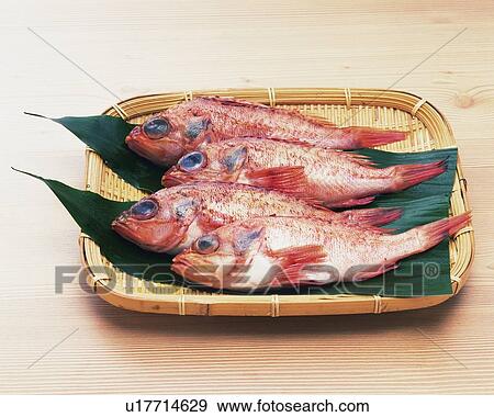 Stock Photo - Alfonsinos on bamboo basket, high angle view. Fotosearch