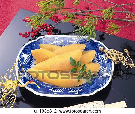 Stock Image - Herring roe on plate, high angle view. Fotosearch