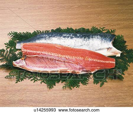 Salmon fillets, high angle view View Large Photo Image Stock Image - Salmon fillets, high angle view. Fotosearch