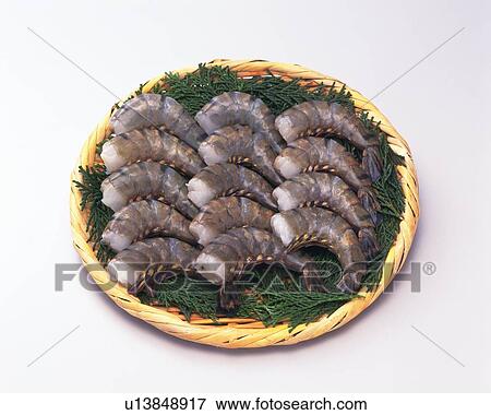 Shrimps (Black Tiger), high angle view View Large Photo Image Stock Photo - Shrimps (Black Tiger), high angle view. Fotosearch