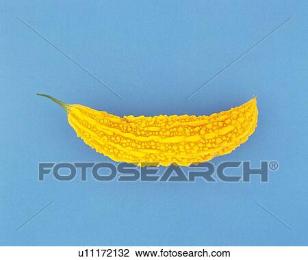 Stock Image - Bitter gourd, high angle view. Fotosearch