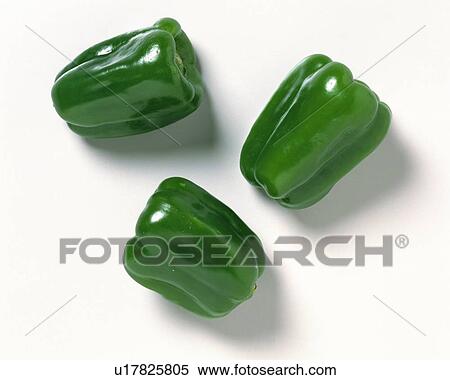 Stock Photography - Green Sweet Peppers, high angle view. Fotosearch