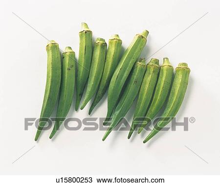 Stock Image - Okras, high angle view . Fotosearch