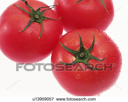 Stock Photo - Tomatoes, high angle view, close up. Fotosearch