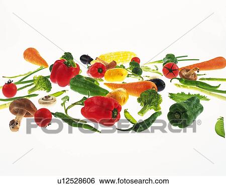 Stock Photograph - Variety types of vegetables, high angle view. Fotosearch