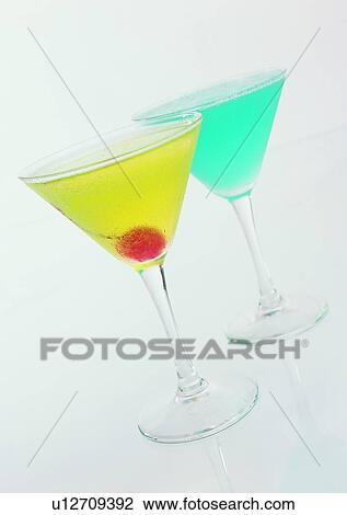 Stock Image - Beverage, Drink, Cherry, Blue, Alcohol. Fotosearch