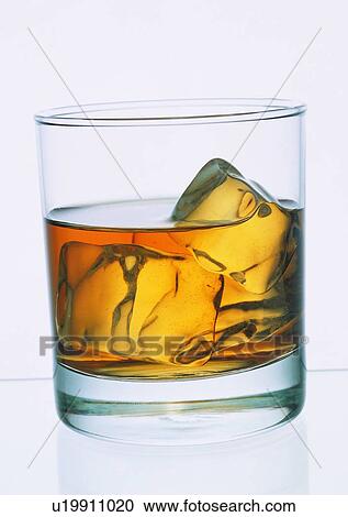 Stock Image - Ice, Half Full, Indoor, On The Rocks, Ice Cube, Close-Up. Fotosearch