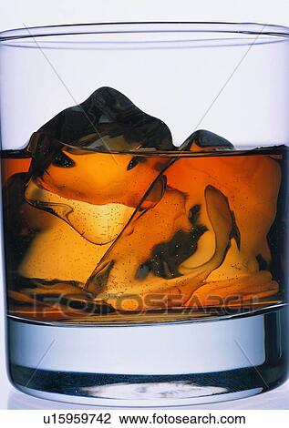 Stock Image - Liquid, Ice, Beverages, Drink, Glass, On The Rocks. Fotosearch