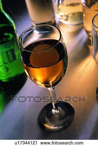 Stock Image - Refreshment, Drink, Liquor, Glass, Wine, Bottle, Food And Drink. Fotosearch
