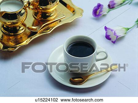 Stock Image - Teaspoon, Tray, Food And Drink, Liquid, Tea, Beverage. Fotosearch