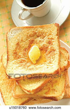 Stock Image - Black Coffee, Bread, Butter, Coffee, Coffee Cup. Fotosearch