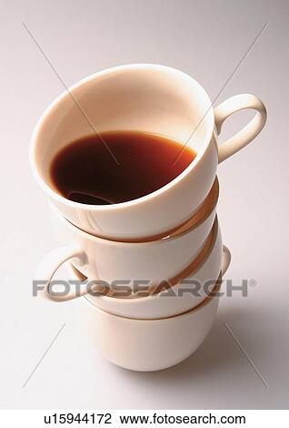 Stock Image - pencil, cup of coffee, pattern, paper, tea. Fotosearch