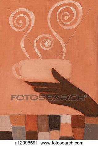 Stock Image - shadow, coffee cup, arrangement, crockery, saucer, restaurant, indoor. Fotosearch