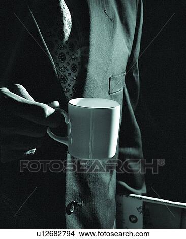 Beverage, B&W, B/W, Black And White, Business Suit, Businessman, Close-Up View Large Photo Image Picture - Beverage, B&W, B/W, Black And White, Business Suit, Businessman, Close-Up. Fotosearch