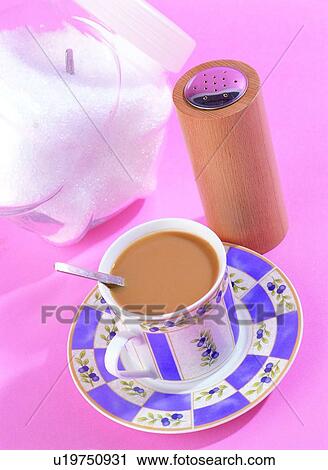 Stock Image - Beverage, Coffee Cup, Colored Background, Cup, Drink. Fotosearch