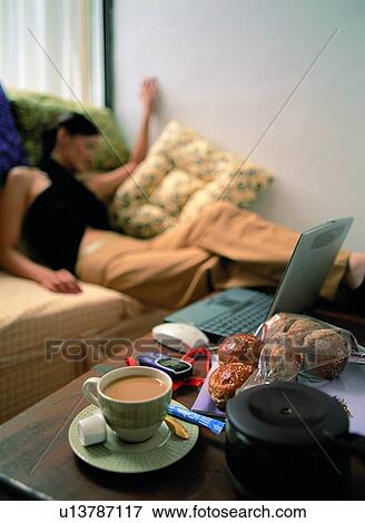 Stock Photo - Beverage, Coffee Cup, Couch, Cushion. Fotosearch