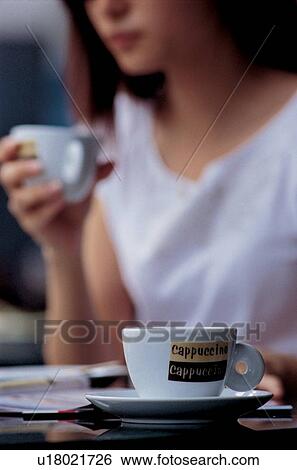 Stock Photograph - cappuccino, crockery, china, chinaware. Fotosearch