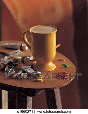 Stock Image - container, paint, refreshment, wooden, crockery. Fotosearch