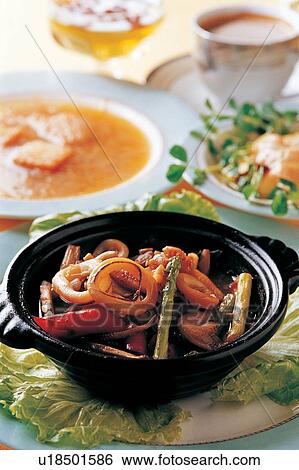 Stock Photograph - Prepared Fish, Plate, Creative Food, Prawn, Bowl. Fotosearch