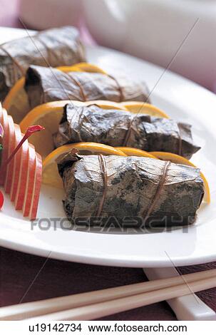 Picture - eatable, close-up, platter, preparation, pattern, stuffed, appetizing. Fotosearch