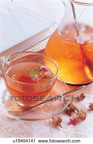 Stock Image - Rose tea in a cup . Fotosearch