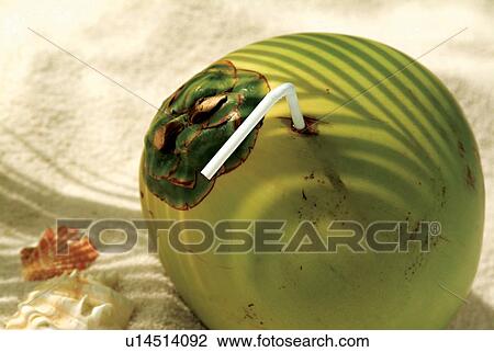 Stock Image - Shadow, Healthy Eating, Green, Fresh, Drinking Straw, Fruits. Fotosearch