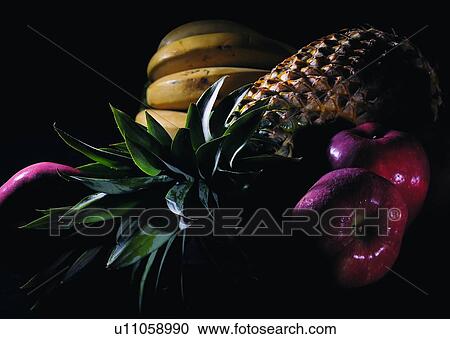 Stock Image - banana, apple, pineapple, fruit, food. Fotosearch