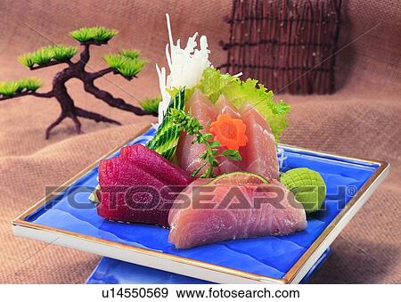 Stock Photo - food, fish, wasabi, cucumbers, radish, vegetable. Fotosearch