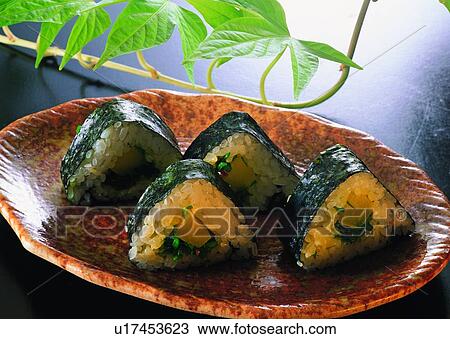 Stock Image - food, rice, pickled cucumbers, plate, plant, vegetable. Fotosearch